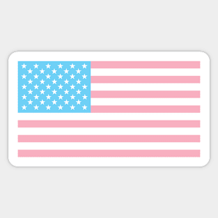 TRANSGENDER USA FLAG - PALE BLUE, WHITE AND PINK TRANSGENDER FLAG Sticker